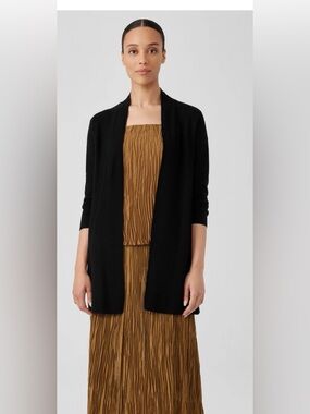 EILEEN FISHER Cardigan with pocket-Italian Fabric-Size M-Black